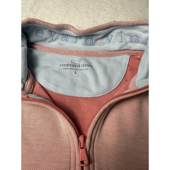 Vineyard Vines Sweater Mens Large Saltwater 1/4 Zip Performance Pink Logo Pima - Picture 3 of 3